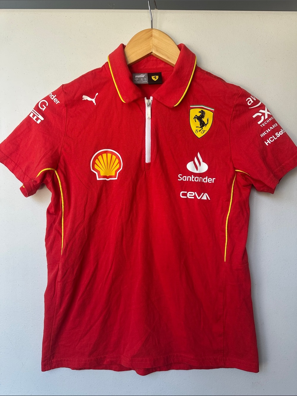 Puma Red Ferrari Team Polo with Yellow Piping
